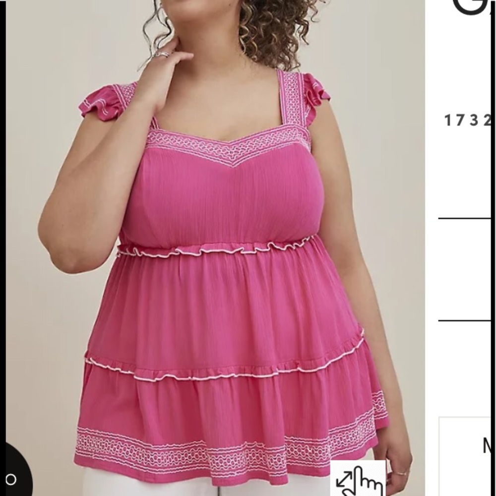 LOWEST 🌺 NWT TORRID 2X or 5X EMBROIDERED BABY DOLL TOP - Picture 5 of 13